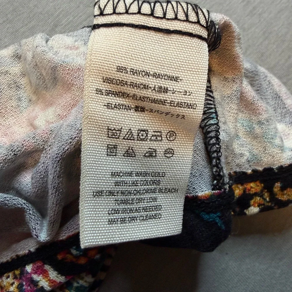 Free people Boho Paisley High Neck Open Back Dress‎ Long Sleeve Multi Color Sm